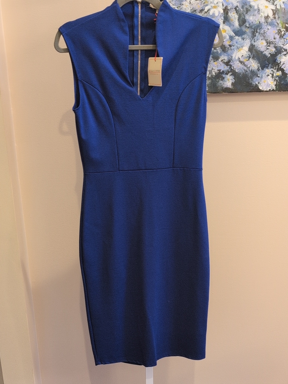 Rolla Coster Cobalt Blue Sleeveless V-Neck Midi Sheath Dress